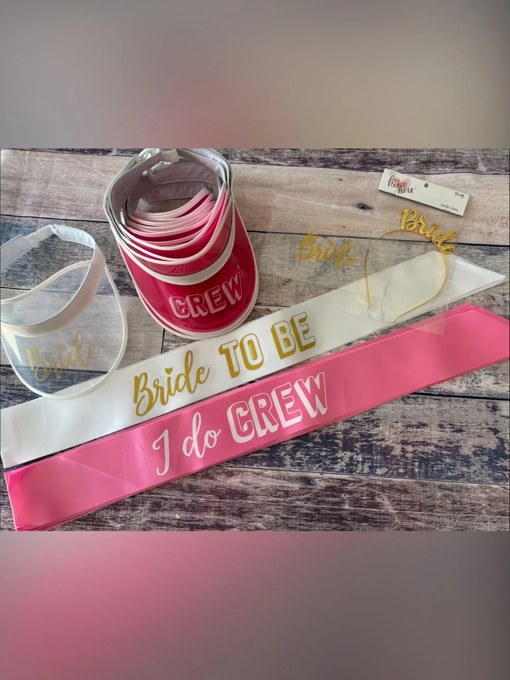 Bachelorette Party Sash (8 Crew) and Visor Set (1 Bride / 12 Crew)